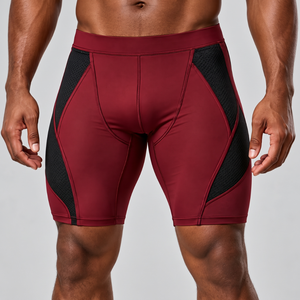 <b>Men</b> Compression <b>Shorts</b> Solid Color Custom Design Breathable Moisture Wicking Sporty Mid <b>Waist</b> <b>Elastic</b> <b>Waist</b> Compression <b>Shorts</b> - Product Image 1