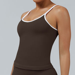 เสื้อกล้ามออกกำลังกายผู้หญิงแบบไร้ตะเข็บ ขายส่ง ระบายอากาศได้ดี เหมาะสำหรับวิ่งและออกกำลังกาย แห้งเร็ว ผลิตจากผ้าฝ้าย/ใยไผ่ รับผลิตแบบ OEM และสั่งทำได้ - Product Image 1
