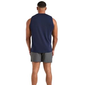 Mens <b>Navy</b> Blue Sleeveless Tank <b>Top</b> Crew Neck Gym Workout Shirt Athletic Fitness Training Sportswear Casual Activewear Running - Product Image 4