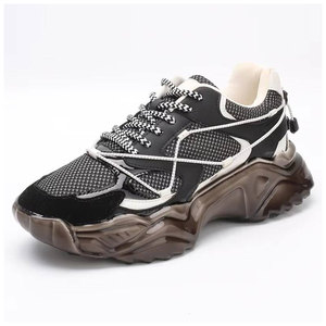 Baskets tendance en cuir de vachette respirantes avec doublure en mesh et fermeture à lacets pour l'entraînement professionnel en salle de sport - Product Image 1