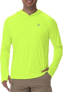 Camiseta Informal de Manga Larga con Capucha para Hombre, Color Verde Neón, de Secado Rápido, Corte Regular, para Verano - Product Image 6