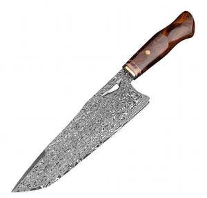 Cuchillo de Cocina Artesanal de Acero Damasco con Diseño de Gota de Lluvia, Mango de Palisandro y Latón - Product Image 6