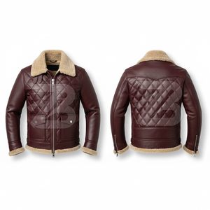 Men Genuine Leather Flight <b>Jacket</b> Double Breasted Belted Faux Fur Lining <b>Winter</b> Moto Biker Style Coat - Product Image 5