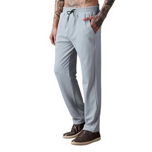 Pantalon droit en mélange de lin et de coton noir pour homme, avec cordon de serrage, taille élastique, poches latérales, décontracté, respirant, léger, été - Product Image 6