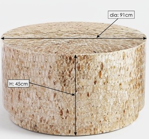 Handcrafted Decorative Mother of Pearl Mosaic <b>Round</b> Coffee <b>Table</b> Handmade Accent <b>Table</b> for Modern Home Decoration from Vietnam - Product Image 3