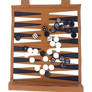 Wholesale PU Leather Portable <b>Backgammon</b> <b>Set</b> Roll-up Design for Indoor and Outdoor Chess Games - Product Image 1