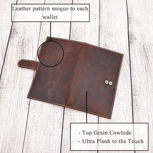 Wholesale Price Genuine Leather Durable High Quality OEM Long Men's <b>Wallet</b> With Custom Logo Trending Snap Button Closure - Product Image 2