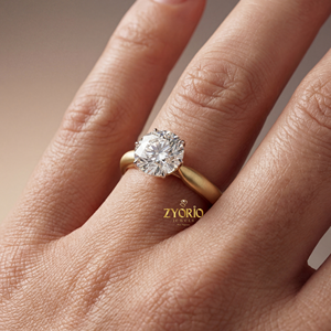 Luxury Brilliant Cut Lab Grown Zircon Engagement <b>Ring</b> 925 Silver VVS1 Clarity 2.0 Carat Claw Setting Matte Finish <b>Domed</b> Band - Product Image 4