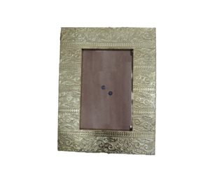Rectangle Metal Photo <b>Frame</b> <b>Gold</b> Finish Beaded Texture Durable Design - Product Image 6