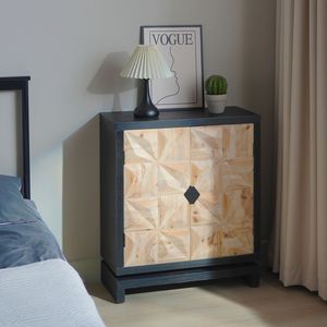 Armadio moderno 3D geometrico intagliato a doppia porta fabbricato in legno per l'arredamento del soggiorno - Product Image 4