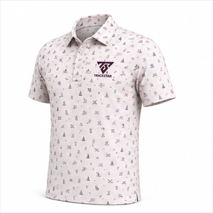 Trackstar <b>Men's</b> <b>Pink</b> Nautical Motif Print <b>Polo</b> <b>Shirt</b> Short Sleeve Button Collar Casual Golf <b>Shirt</b> Custom Logo - Product Image 3