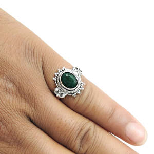 Natural Oval Cut <b>Emerald</b> Gemstone <b>Ring</b> Available In 925 Sterling <b>Silver</b> Pretty Oval Cut Bezel Setting Gemstone Bohemian <b>Ring</b> - Product Image 3
