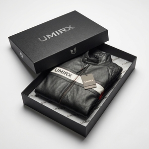 UMIRX Men's Black <b>Leather</b> Motorcycle <b>Jacket</b> Full Sleeve Color Blocked Windproof Front Logo All Seasons Racing Wear - Product Image 6