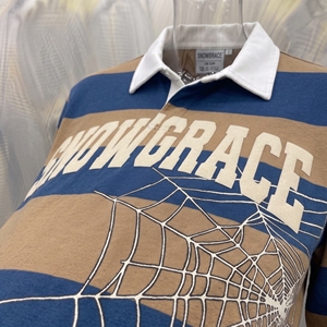 Chemise de rugby rayée Snowgrace à manches longues, col rabattu, coupe classique, adulte, toutes saisons, logo imprimé à l'écran - Product Image 5