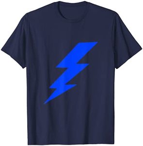 Camiseta de Manga Corta para Hombre, Color Azul Marino, Cuello Redondo, Estampado de Rayo, Estilo Casual, Corte Holgado, Jersey de Algodón, Estilo Moderno - Product Image 1