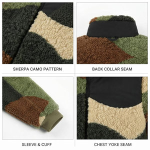 Men's Camouflage <b>Fleece</b> <b>Jacket</b> Stand Collar Zipper <b>Thick</b> Winter Wear Casual Style Sherpa Lining Windproof Regular Fit - Product Image 6