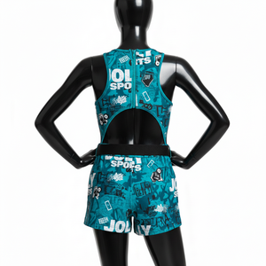 Maillot de bain femme en polyester et élasthanne de qualité supérieure, imprimé graphique turquoise, panneaux latéraux en mesh, logo personnalisé par sublimation pour maillot de bain femme - Product Image 2