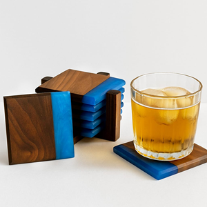 Walnut Wood Resin Coasters Classic Square Design Lightweight Customizable Color & Size Custom Logo Custom Packaging - Product Image 2