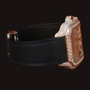 New Luxurious <b>Black</b> Designer Band Round Cut Moissanite Diamond Square Dial Glass Display Analog Wristwatch for <b>Man's</b> - Product Image 5