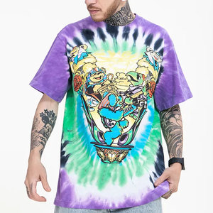 Camiseta Gráfica Tie Dye de Moda Urbana, Top de Algodón Oversize, Camiseta Tie Dye Colorida, Camiseta Gráfica Informal de Verano de Corte Holgado - Product Image 1