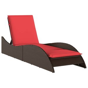 Tumbona de ratán sintético marrón de 23.6x80.7x28.7 pulgadas con cojín, tumbona cómoda de 28.7 pulgadas con diseño elegante - Product Image 2