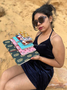 Nueva cubierta dura hecha a mano Real tela Cierre de hilo seguro diarios Boho Vintage cubierta colorida sin forro hoja reciclada diarios - Product Image 3