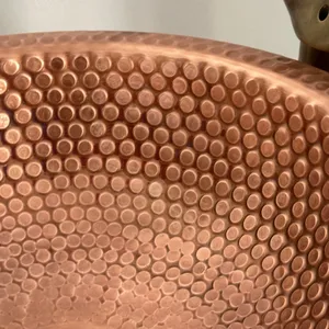 Vasque de salle de bain ronde en cuivre brossé martelé, faite à la main, durable, de luxe, pour comptoir de salle de bain ou de cuisine, décoration moderne - Product Image 5