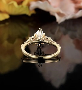 Marquise Cut Moissanite <b>Ring</b> 925 Sterling <b>Silver</b> Elegant <b>Solitaire</b> Engagement <b>Ring</b> Dainty Vintage Wedding Jewelry Gift for Her - Product Image 3