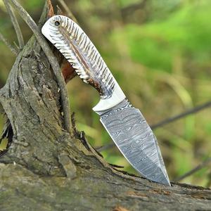 Couteau de camping artisanal en acier inoxydable OEM, lame fixe de qualité industrielle à pointe tombante, couteau utilitaire d'extérieur avec manche en résine de haute qualité - Product Image 5