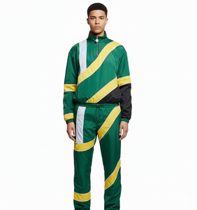 ชุดเซ็ตไนลอนเรียบแบบโอเวอร์ไซส์พร้อมโลโก้สั่งทำ เสื้อแจ็คเก็ตกันลมสไตล์วินเทจ กางเกงไนลอน ชุดวอร์มแจ็คเก็ตกันลมสำหรับผู้ชาย - Product Image 1