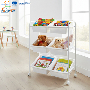 Modern 6 <b>Bin</b> Storage Organizer Made In Taiwan Household Trolley for Bathroom Living Room Office - Product Image 4
