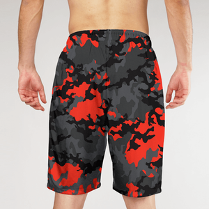 Shorts de Baño para Hombre, Camuflaje Rojo y Negro, Secado Rápido, con Cordón Ajustable, Casuales, Cortos - Product Image 2