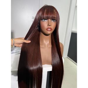 Peluca de encaje frontal lisa y brillante, cabello virgen vietnamita, ombré negro con raíz marrón caramelo, pre-colorada, al por mayor - Product Image 2