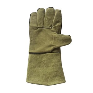 Gants de soudeur en cuir de vachette et peau de mouton grainée blanche avec logo personnalisé pour la sécurité - Product Image 4