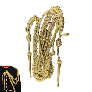 Aiguillette tressée dorée, Aiguillette métallique dorée, Aiguillette dorée et bleue en Mylar, Fil torsadé doré et bleu - Product Image 1