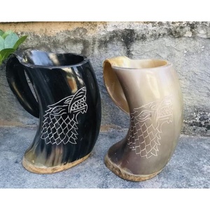 Z M CREATIONS Juego de Tazas para Beber Estilo Vikingo Medieval, de Cuerno de Buey Vintage, Ecológicas, Ligeras, Reutilizables, con Tapa de Bambú - Product Image 4