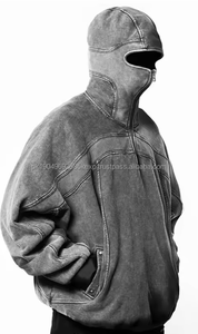 Vente en gros en vrac de couverture de visage masqué éponge française lavé à l'acide 100% coton sweats à capuche vierges - Product Image 2