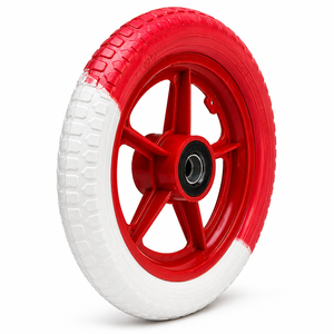 Rueda de plástico roja y blanca de 12 pulgadas para bicicleta de equilibrio para niños de 2 a 5 años, uso en exteriores - Product Image 1