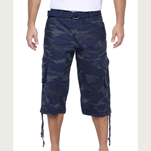 Pantalon Capri Homme en Tissu Peigné de Haute Qualité, Teint Uni, Léger, Taille Mi-Haute Élastique, Multi-Poches, Vente en Gros - Product Image 1