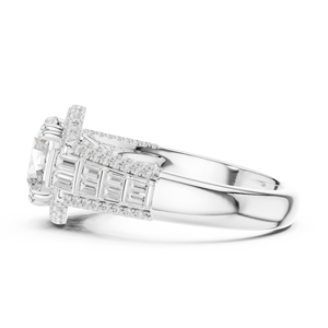 Anillos de oro macizo de 14 quilates con diamantes clásicos para compromiso, boda y aniversario, corte esmeralda, corte redondo brillante, joyería fina. - Product Image 1