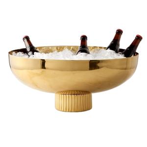 Cubo de hielo de acero inoxidable dorado de primera calidad, enfriador de champán y vino, contenedor de bebidas para bar, para suministros de fiestas de boda a buen precio. - Product Image 1