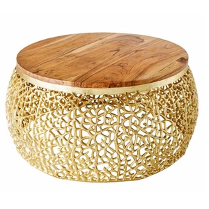 Mesa de centro hecha a mano con diseño recortado geométrico abstracto de Venta caliente, Juego de 2 mesas auxiliares de aluminio para sala de estar a precio al por mayor - Product Image 4