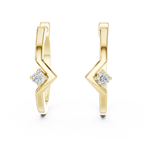 Women's SIMPLE HOOP <b>EARRINGS</b> SET 18KT YELLOW GOLD RHODIUM PLATED LAB GROWN BRILLIANT CUT DIAMONDS IGI CERTIFIED LUXURY EVERYDAY - Product Image 1