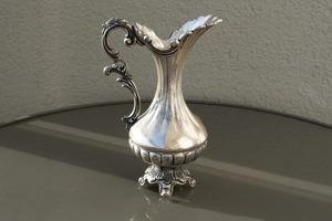 Designer Silver <b>Jug</b> With Floral Pattern Engraving And Slim Neck Handle Stylish <b>Jug</b> Suitable For Dining Serving And Display Use - Product Image 2