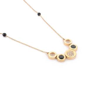 Collar llamativo Art Deco de oro de 14 quilates con ónix negro y diamantes - Product Image 1