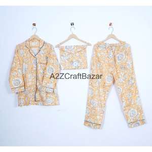 Conjunto de Pijamas Románticos de Lujo 100% Algodón, Pantalones Largos Casuales, Mangas Largas, Ropa de Dormir Gruesa para Otoño e Invierno, Cintura Elástica - Product Image 1