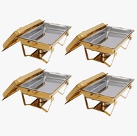 Ensemble de 4 chauffe-plats circulaires en acier inoxydable de haute qualité, chauffe-plats à vapeur pour buffet, usage traiteur, capacité 150L, argent