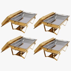 Luxury 4PCS Tabletop Stainless Steel Rectangular Chafing Dishes <b>Buffet</b> <b>Warmer</b> Set At Cheap Price - Product Image 4