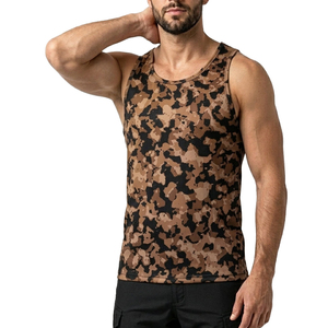 Débardeur de sport pour homme à imprimé camouflage, haute performance, très extensible, personnalisable avec marque privée, pour entraînement fitness - Product Image 5