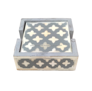 Handmade Luxury Eco-Friendly Bone Inlay Square Tea <b>Coaster</b> Set Indian Handicraft Safe <b>Table</b> Use Pad Design Unique Drinking - Product Image 4